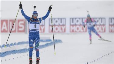 Erstes Gold für eine Biathletin der italienischen Nationalmannschaft: Grandiose Leistung von Dorothea Wierer im schwedischen Östersund. Foto: IBU