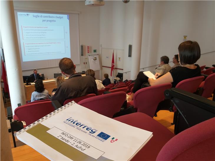 Vorstellung des zweiten Calls des Interreg-Programms Italien-Schweiz 2014-2020: 28 Millionen Euro stehen zur Verfügung. Foto: LPA/Fabbi