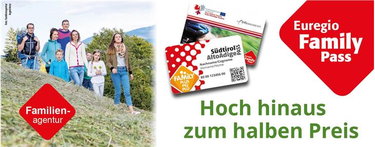 "Hoch hinaus zum halben Preis" - so lautet der Slogan zum neuen Seilbahnangebot in Verbindung mit dem EuregioFamilyPass