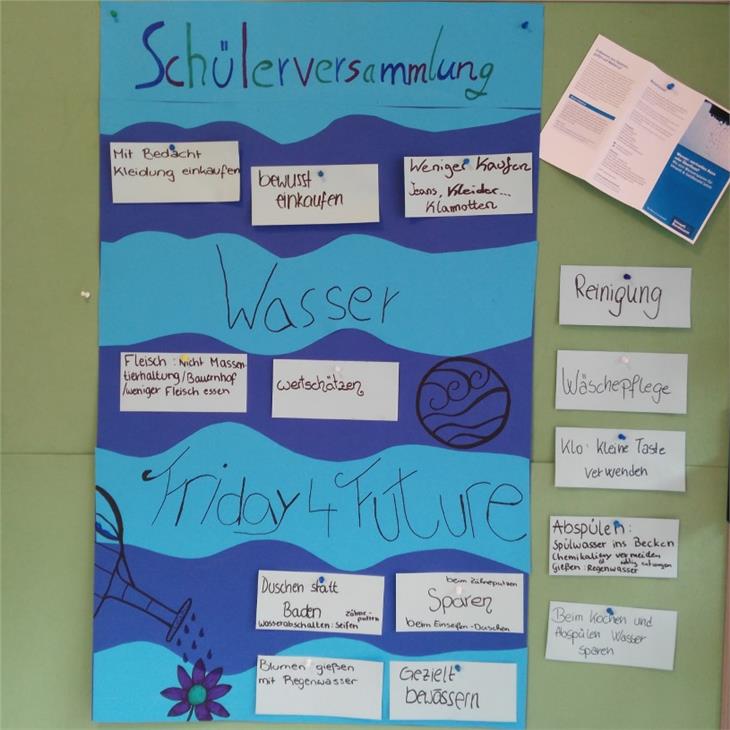 Zu ihrem Fridays-for-Future-Thema Wasser haben die Fachschülerinnen auch ein Plakat gestaltet. (Foto: LPA/Fachschule Neumarkt)