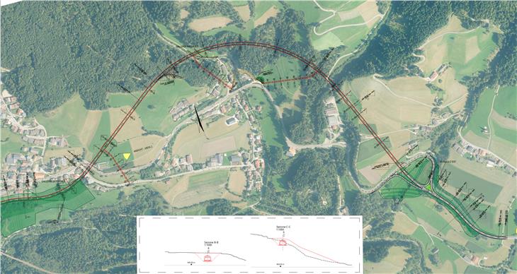 Plan für die Umfahrung von Percha