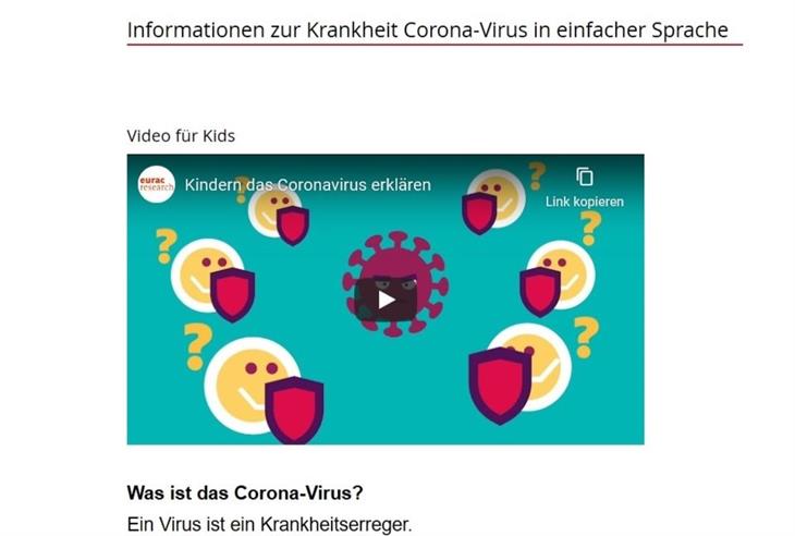 Alles Wichtige über das Coronavirus erfahren Kinder im neuen Erklär-Video von Eurac Research und Land. (Foto: LPA)