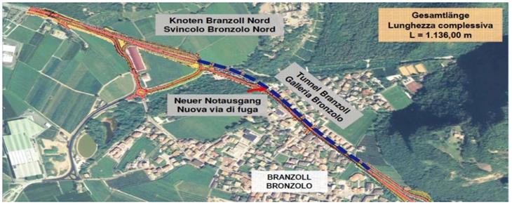 Plan zum Bau der neuen Umfahrung von Branzoll. (Foto: LPA)