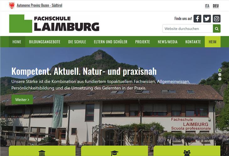 Der neue Webauftritt der Fachschule für Obst-, Wein- und Gartenbau Laimburg. (Foto: LPA)