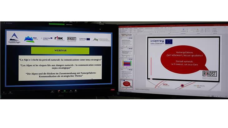 Austausch und Information über zwei grenzüberschreitende Projekte zur Kommunikation im Zusammenhang mit Naturgefahren erfolgten in einem Webinar mit 150 Teilnehmerinnen und Teilnehmern. (Foto: LPA/Landeswarnzentrum)