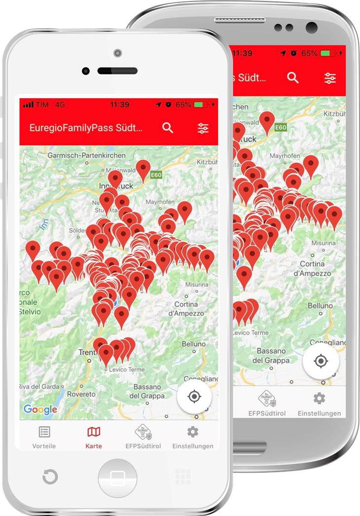 Alle Vorteilsgeber des EuregioFamilyPass Südtirol sind in der neuen FamilyApp auf einem Blick erkennbar. (Foto: LPA/Familienagentur)