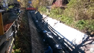Über den Winter ruhen die Arbeiten am Silvesterbach; im Frühling werden sie wieder aufgenommen.