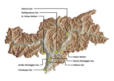 Südtirol-Karte: Wo sich die acht Seen befinden