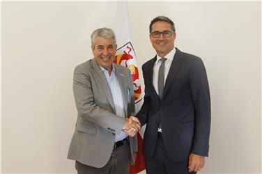 NOI-Techpark, Export,Wettbewerbsfähigkeit waren Themen beim Antrittsbesuch von Unternehmerverbandspräsident Federico Giudiceandrea bei LH Arno Kompatscher. Foto: LPA/mb