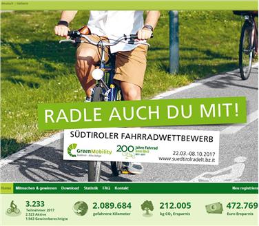 Der diesjährige Radwettbewerb "Südtirol radelt" läuft noch bis Oktober