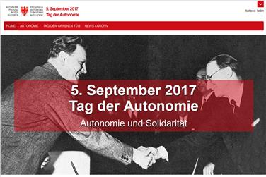 Die neue Homepage zum Tag der Autonomie ist seit dem 24. August 2017 online, und zwar auf www.proviz.bz.it/autonomietag.