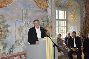 Landesrat Florian Mussner bei der Präsentation der Burgkapelle auf Schloss Rodenegg am 10. September 2017 - © Amt für Bau- und Kunstdenkmäler
