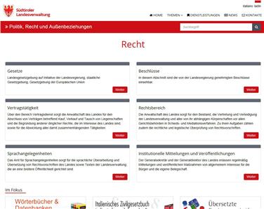 Screenshot der neuen Webseite "Recht" der Landesverwaltung./Foto LPA