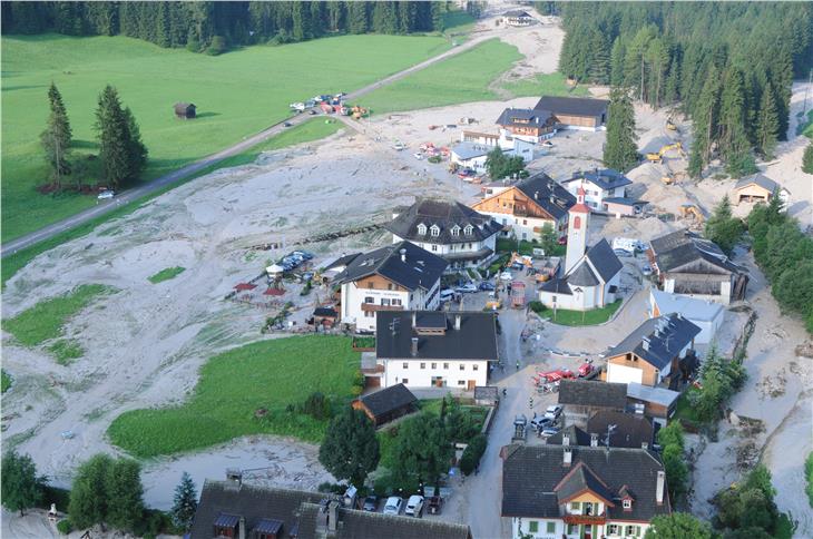 Il 5 agosto 2017 le intense piogge e una forte grandine provocarono allagamenti e frane nella zona di Braies. Foto: Agenzia per la protezione civile