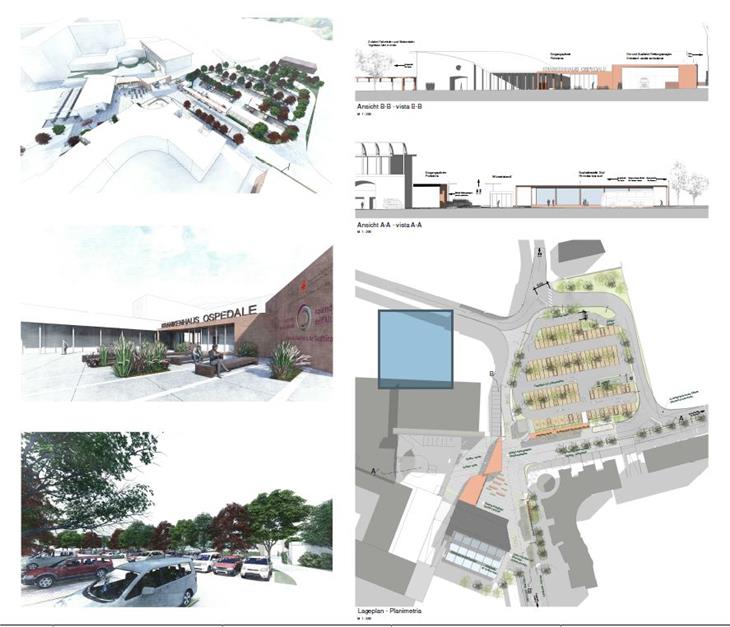 Ospedale Bressanone: area ingresso e accessi rinnovati e più sicuri. Giunta approva modifiche a programma planivolumetrico (Foto: ASP)