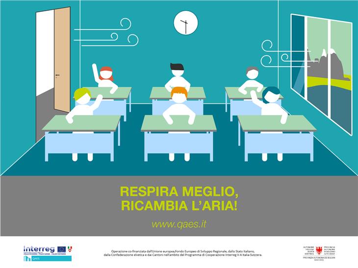 Il manifesto della campagna di sensibilizzazione "Respira meglio, ricambia l'aria!" (Foto: Agenzia ambiente e tutela clima)