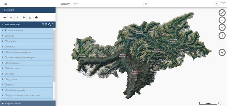 La pagina d'avvio della versione attualizzata del Geobrowser Maps. (Foto:ASP/Servizio cartografia)