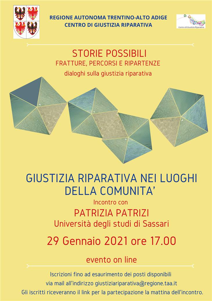 Secondo appuntamento online, il 29 gennaio, del ciclo di dialoghi sulla giustizia riparativa promosso dal Centro per la giustizia riparativa della Regione Trentino – Alto Adige.