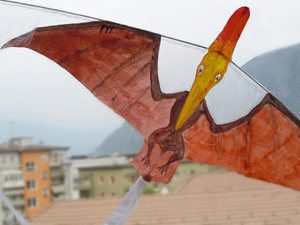 Aquilone pronto al volo a forma di pteranodonte