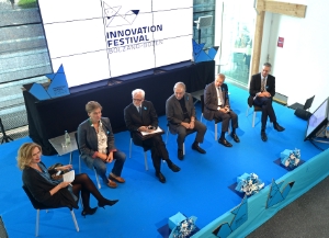 Pronti, partenza, via... l'inaugurazione dell'Innovation Festival: Sabina Kasslatter Mur, Nikolaus Tribus, Massimo Egidi, Roberto Bizzo