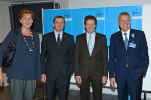 Gli assessori Kasslatter Mur e Bizzo con i ministri Profumo e Töchterle (Foto Pertl)