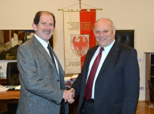Il presidente Durnwalder ha incontrato il nuovo presidente del Trentino Alberto Pacher (Foto Pertl)