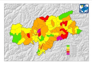 Carta di rilevamento dei fulmini nell'ambito del territorio provinciale