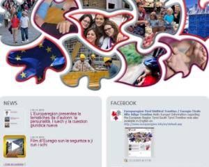 La pagina web dell'Euregio in ladino ed inglese