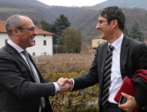 Primo incontro tra il presidente Kompatscher ed il suo collega trentino Rossi (foto Ufficio Stampa PAT)