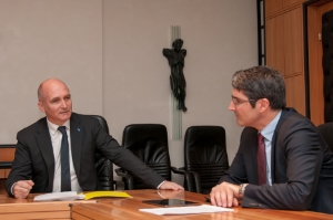 Il presidente dell'Unione Commercio, Walter Amort, a colloquio con il governatore Arno Kompatscher
