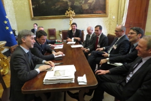 L'incontro del presidente Kompatscher e della delegazione con il presidente incaricato Renzi e il ministro uscente Delrio