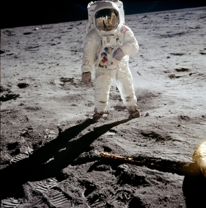 Un'immagine dello sbarco sulla luna