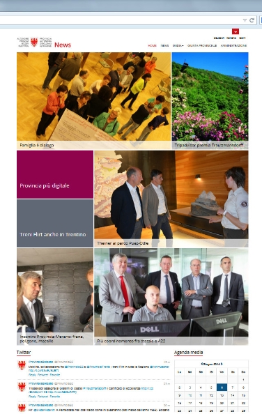 Lo screenshot del nuovo portale dedicato alle news dell'Ufficio stampa della Provincia