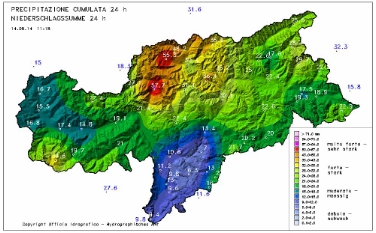 Breve ma intensa: la portata delle precipitazione, a partire da questa mattina dopo dopo le 11.15, nelle ultime 24 ore