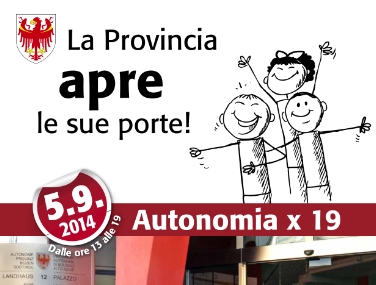 Il 5 settembre si festeggia l'autonomia con una giornata delle porte aperte in Provincia