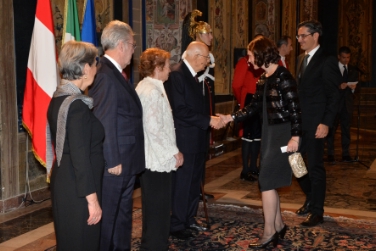 Ricevimento al Quirinale: il presidente Kompatscher e consorte accolti dai coniugi Napolitano e Fischer (Foto Quirinale)