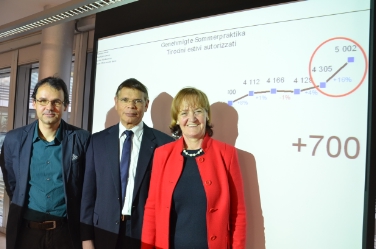 Tirocini in crescita: Stefan Luther, Helmuth Sinn e l'assessore Martha Stocker