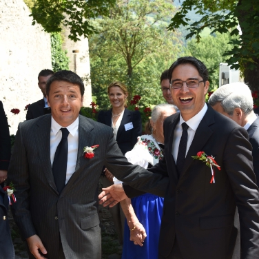 Arno Kompatscher con Matteo Renzi durante la visita della scorsa estate in Alto Adige