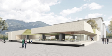 Il progetto vincitore del 1° premio predisposto da CeZ Calderan Zanovello Architetti, Bolzano (Esterni)
