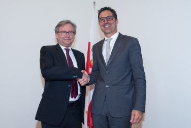 Il presidente Kompatscher con il direttore generale dell'ORF Wrabetz (Foto USP/ohn)