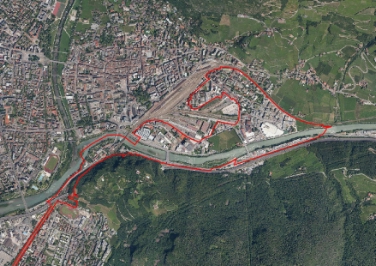 L'area compresa nella nuova mappa catastale dei Piani di Bolzano (Foto: Ispettorato Catasto Bolzano)