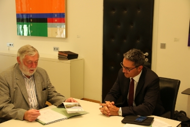 Il presidente del Forum di Alpbach, Franz Fischler, con il presidente della Provincia, Arno Kompatscher
