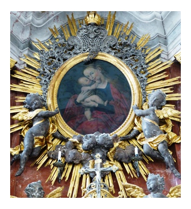 Un'immagine della cappella barocca di Castel Wolfsthurn dedicata a Maria Ausiliatrice
