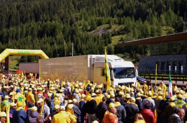 Ún momento della protesta della Coldiretti al Brennero (Foto: USP/Coldiretti)