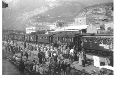 I convogli in partenza dalla stazione di Trento durante la Grande guerra: al tema è dedicato il web di ottobre dell'Euregio