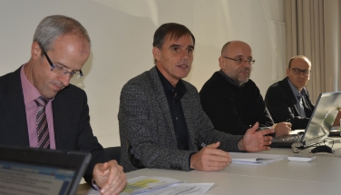Richard Theiner, Florian Zerzer, Flavio Ruffini e Armin Gasser durante l'incontro del tavolo sull'energia