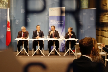 Ricerca e innovazione, chiavi per la crescita del territorio: Josef Negri (Assoimprenditori), Dominik Matt, Arno Kompatscher e Maurizio Bergamini