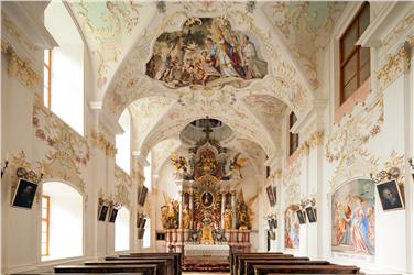La cappella barocca sopra Castel Wolfsthurn: venerdì e sabato possibilità di effettuare visite guidate (Foto USP/Hermann Maria Gasser)