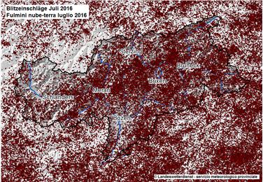 Il radar del Servizio meteorologico provinciale lo testimonia: luglio è stato il mese dei fulmini
