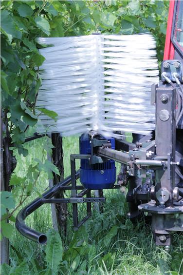Il nuovo strumento sviluppato al centro Laimburg, chiamato “spazzola diradante”. Foto: © Centro di Sperimentazione Agraria e Forestale Laimburg